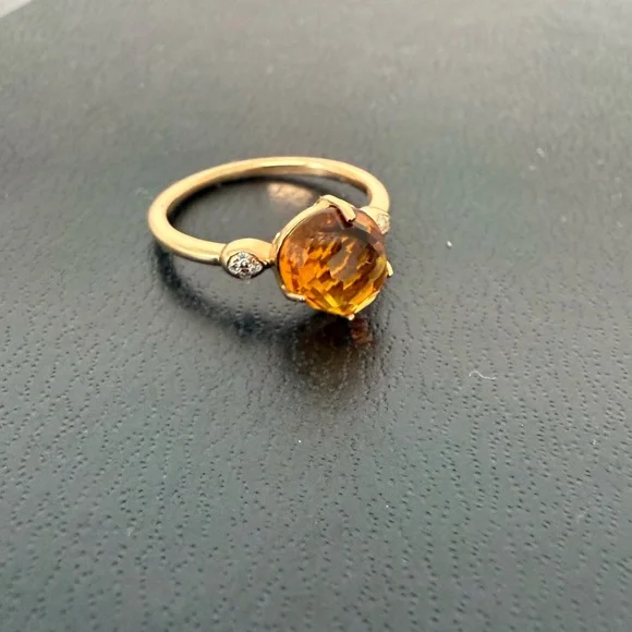 18K yellow gold Citrine & diamond ring - Picture 2 of 5